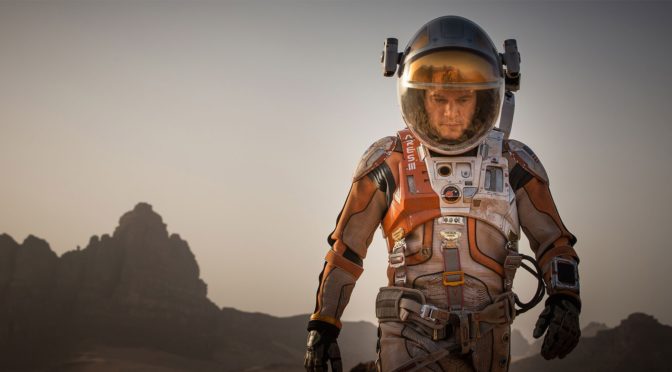 Matt Damon as astronaut on Mars in "The Martian"