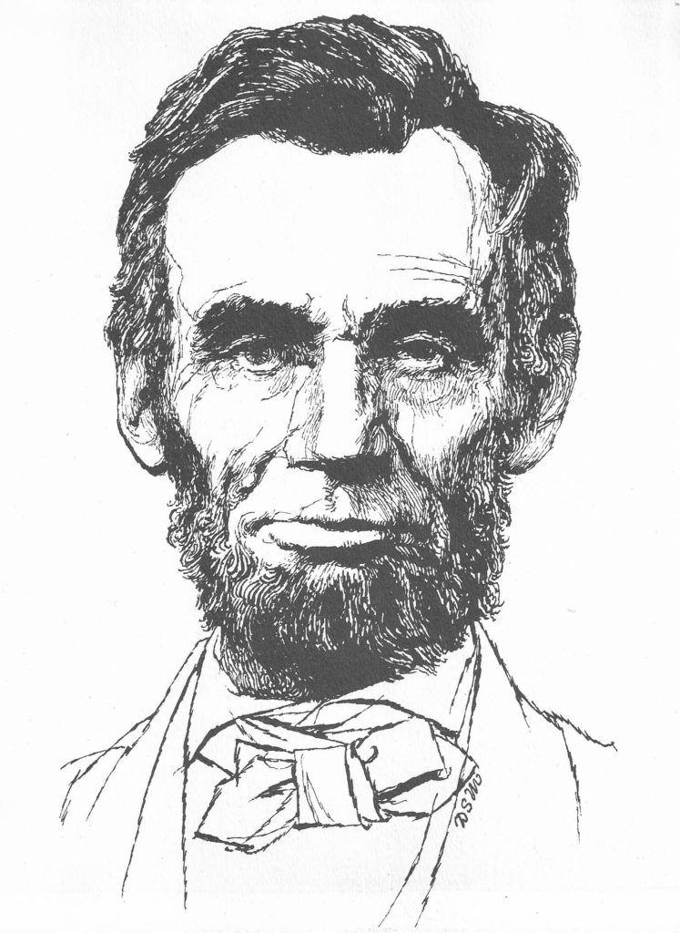 Abe Lincoln, line drawing by DSM